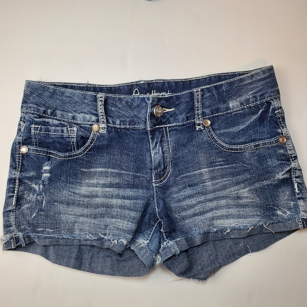 Amethyst Juniors Raw Edge Cuffed Denim Shorts